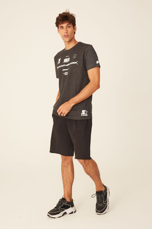 Camiseta-Starter-Estampada-Collab-Cemporcento-Skate-Cinza-Mescla-Escuro