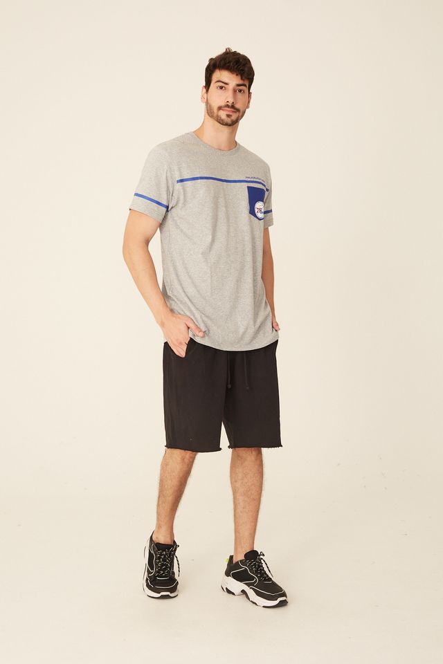 Camiseta-NBA-Estampada-Pocket-Philadelphia-76ERS-Casual-Cinza-Mescla