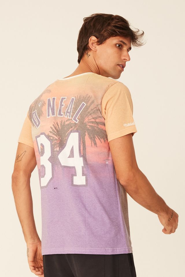 Camiseta-Mitchell---Ness-Estampada-City-Pride-Los-Angeles-Lakers-Shaquille-O-Neal-Off-White
