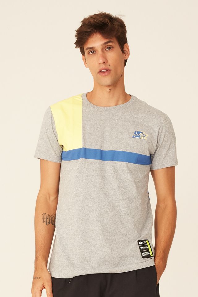 Camiseta-Starter-Estampada-Black-Label-Cinza-Mescla