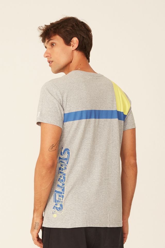 Camiseta-Starter-Estampada-Black-Label-Cinza-Mescla