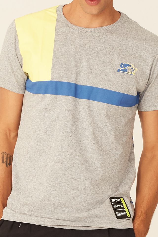Camiseta-Starter-Estampada-Black-Label-Cinza-Mescla