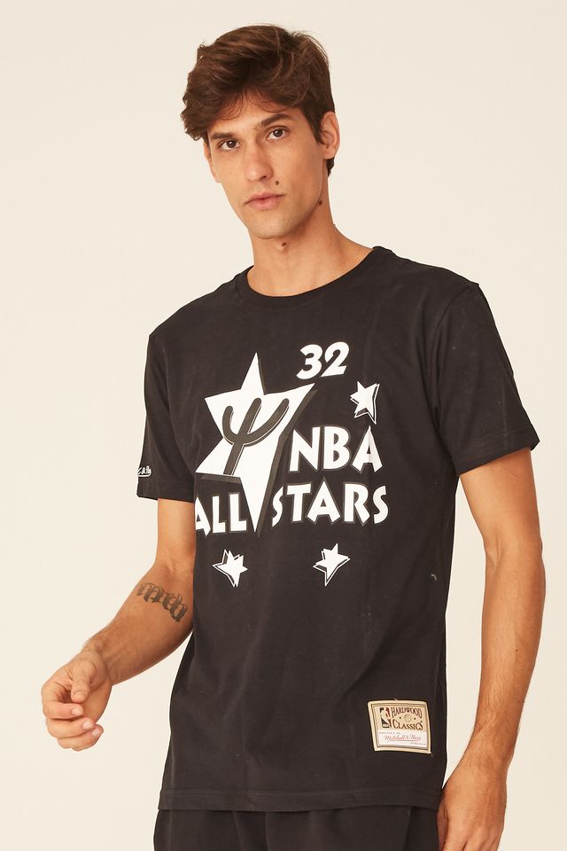 Camiseta-Mitchell---Ness-Estampada-NBA-All-Star-Shaquille-O-Neal-Preta-Mescla