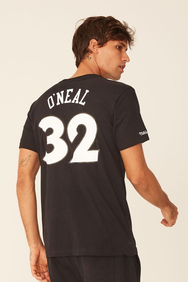 Camiseta-Mitchell---Ness-Estampada-NBA-All-Star-Shaquille-O-Neal-Preta-Mescla
