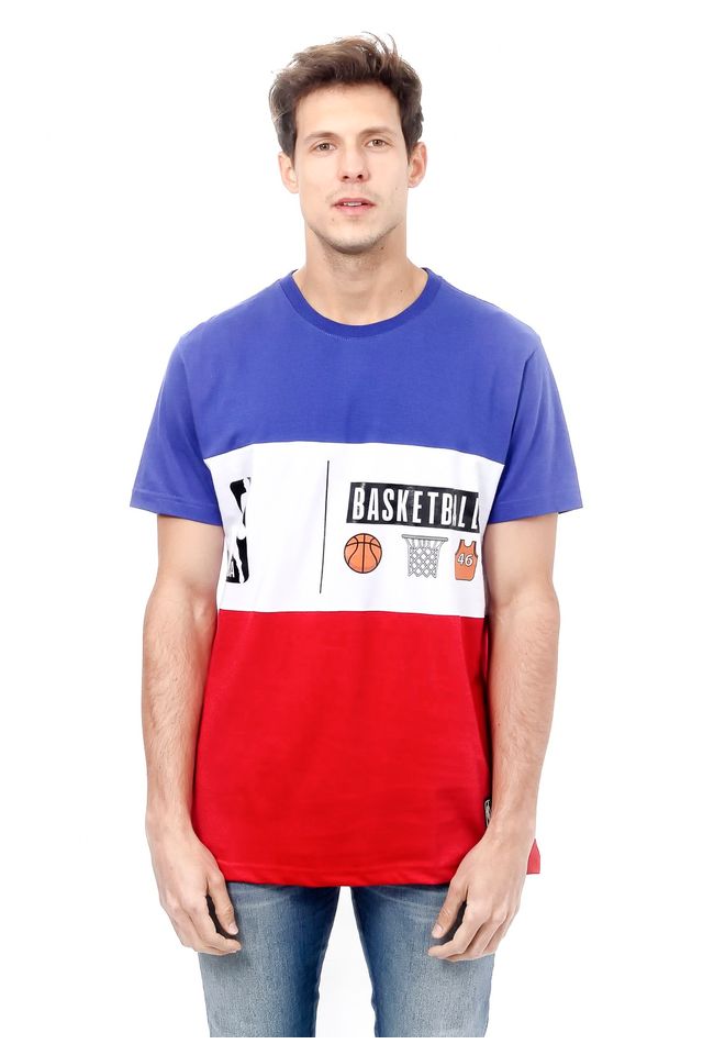 Camiseta-NBA-Estampada-Casual-Azul