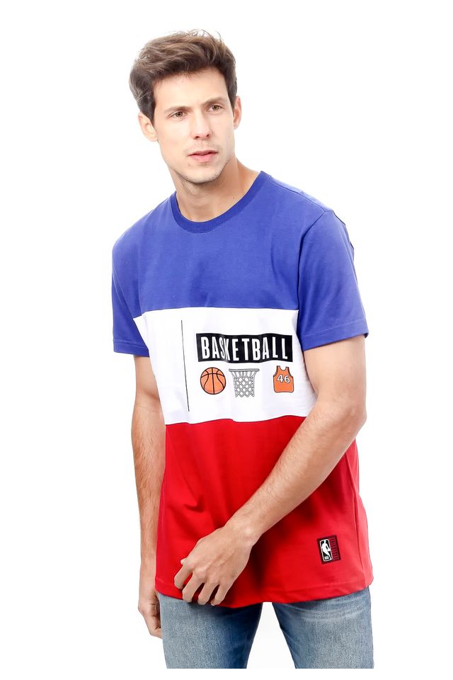 Camiseta-NBA-Estampada-Casual-Azul