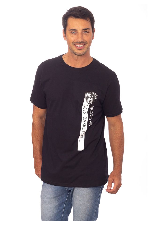Camiseta-NBA-Estampada-Brooklyn-Nets-Casual-Preta