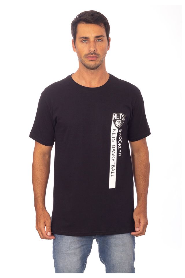 Camiseta-NBA-Estampada-Brooklyn-Nets-Casual-Preta