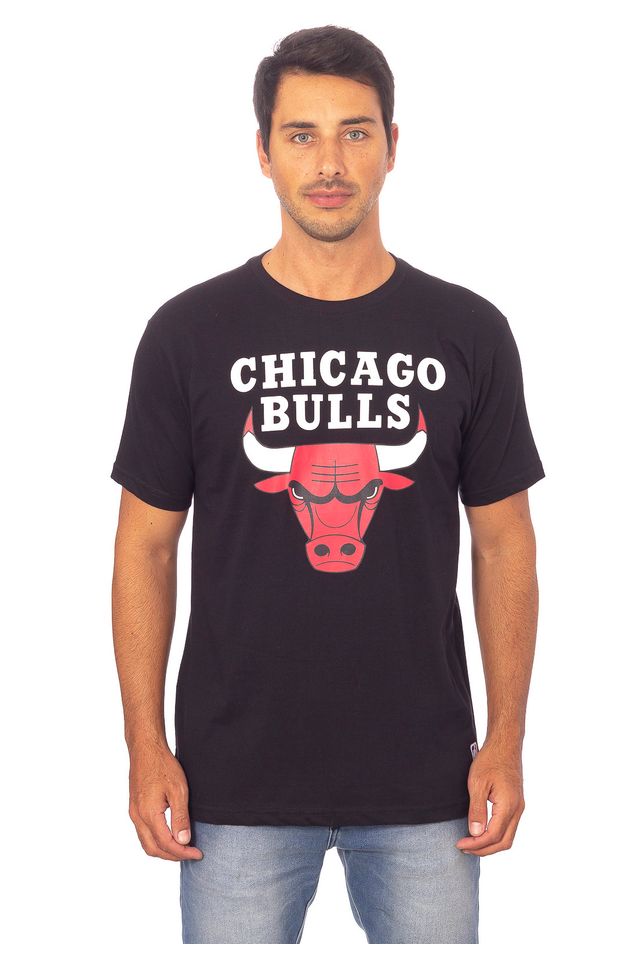 Camiseta-NBA-Estampada-Big-Logo-Chicago-Bulls-Casual-Preta