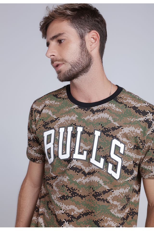 Camiseta-NBA-Estampada-Chicago-Bulls-Casual-Marrom