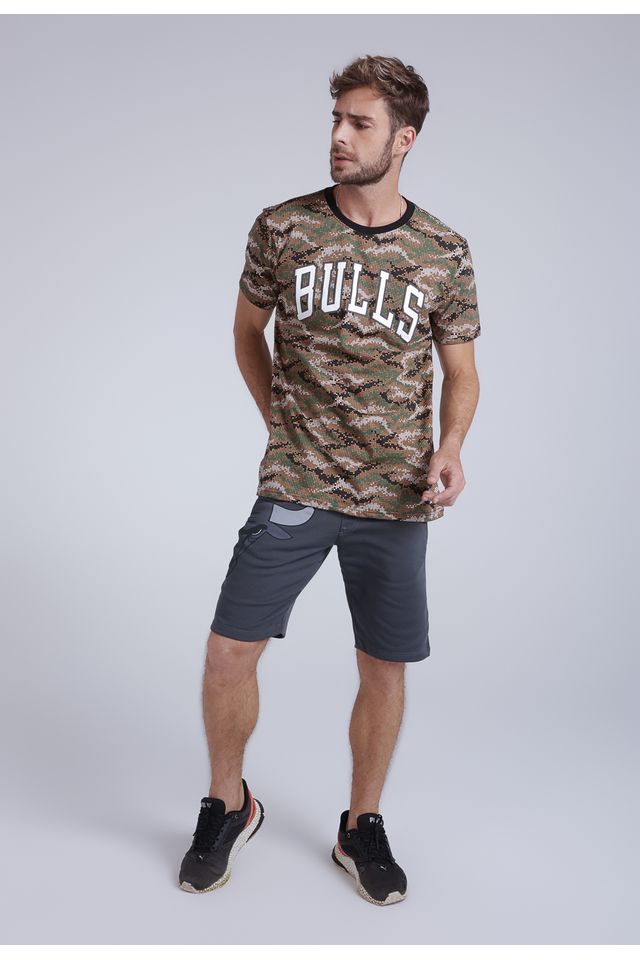 Camiseta-NBA-Estampada-Chicago-Bulls-Casual-Marrom