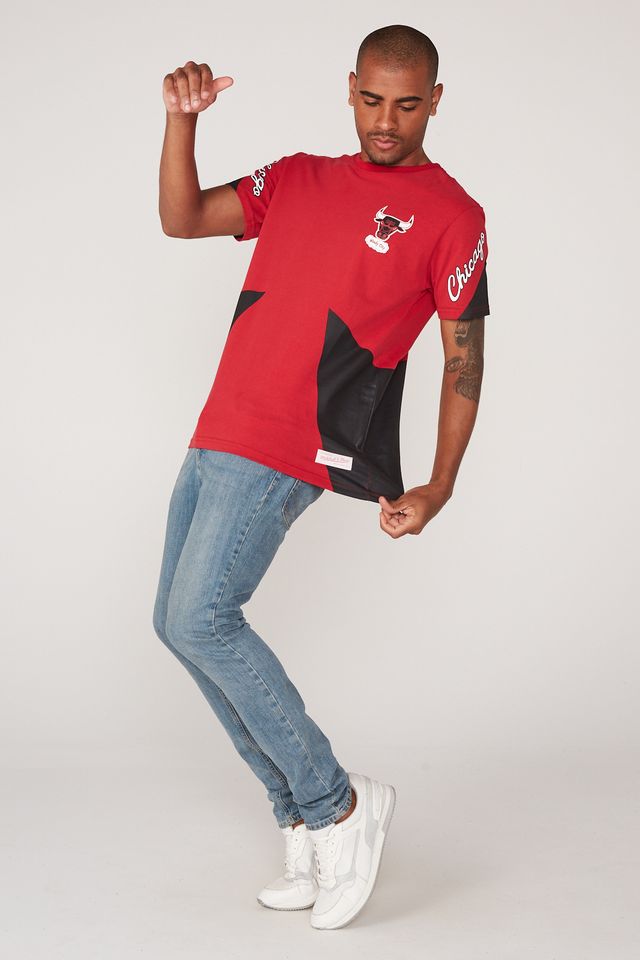 Camiseta-Mitchell---Ness-Estampada-Chicago-Bulls-Vermelha