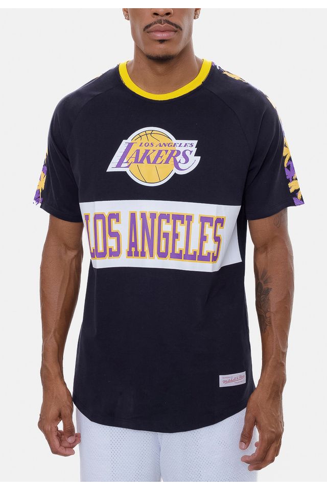Camiseta-Mitchell---Ness-Especial-Los-Angeles-Lakers-Preta