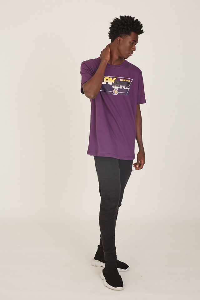 Camiseta-NBA-Estampada-Los-Angeles-Lakers-Casual-Roxa