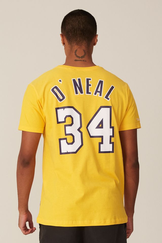Camiseta-Mitchell---Ness-Estampada-Los-Angeles-Lakers-Shaquille-O-Neal-Amarela
