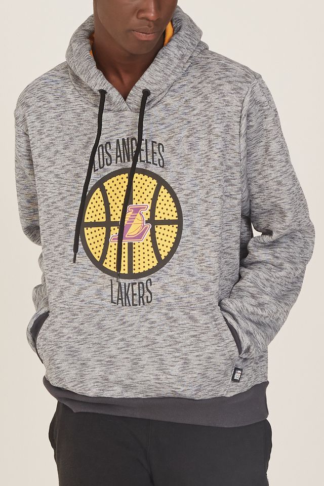 Moletom-NBA-Fechado-Com-Capuz-Los-Angeles-Lakers-Cinza-Mescla