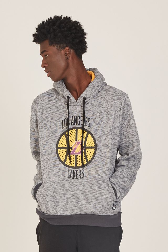 Moletom-NBA-Fechado-Com-Capuz-Los-Angeles-Lakers-Cinza-Mescla