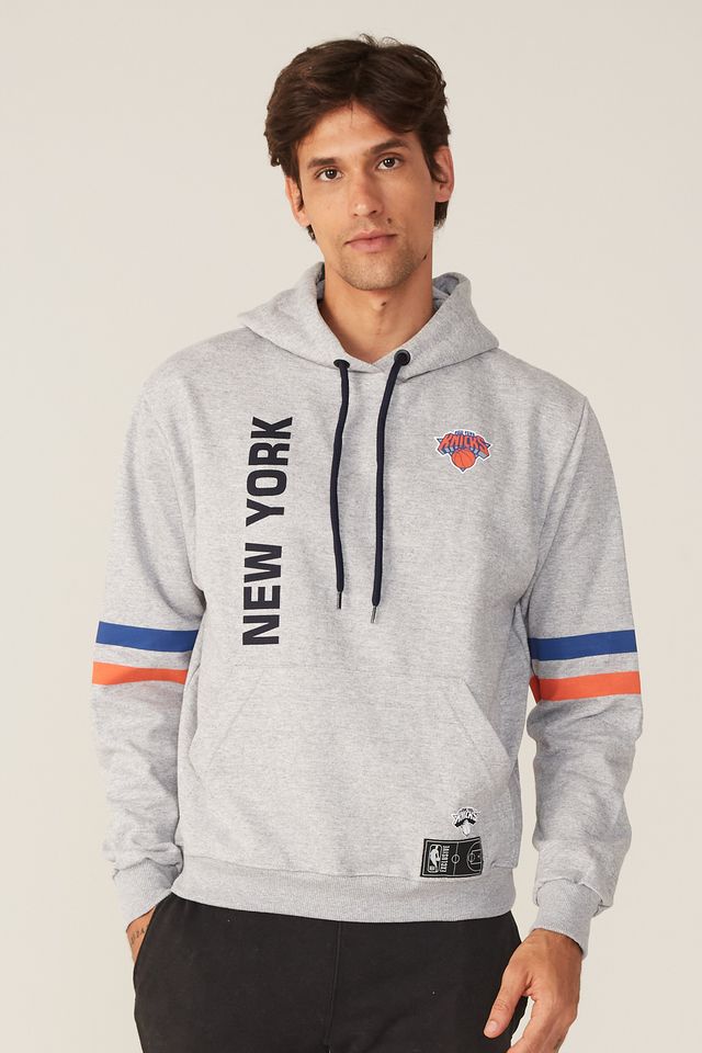 Moletom-NBA-Fechado-Com-Capuz-New-York-Knicks-Cinza-Mescla
