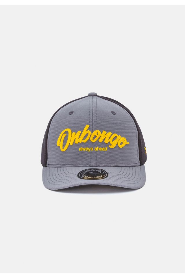 Bone-Onbongo-Aba-Curva-Flex-Fit-Cinza-com-Preto