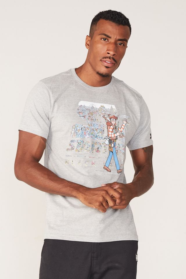 Camiseta-Starter-Estampada-Collab-Wally-Cinza-Mescla