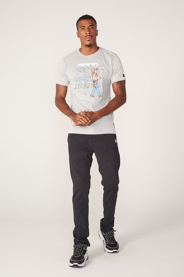 Camiseta-Starter-Estampada-Collab-Wally-Cinza-Mescla