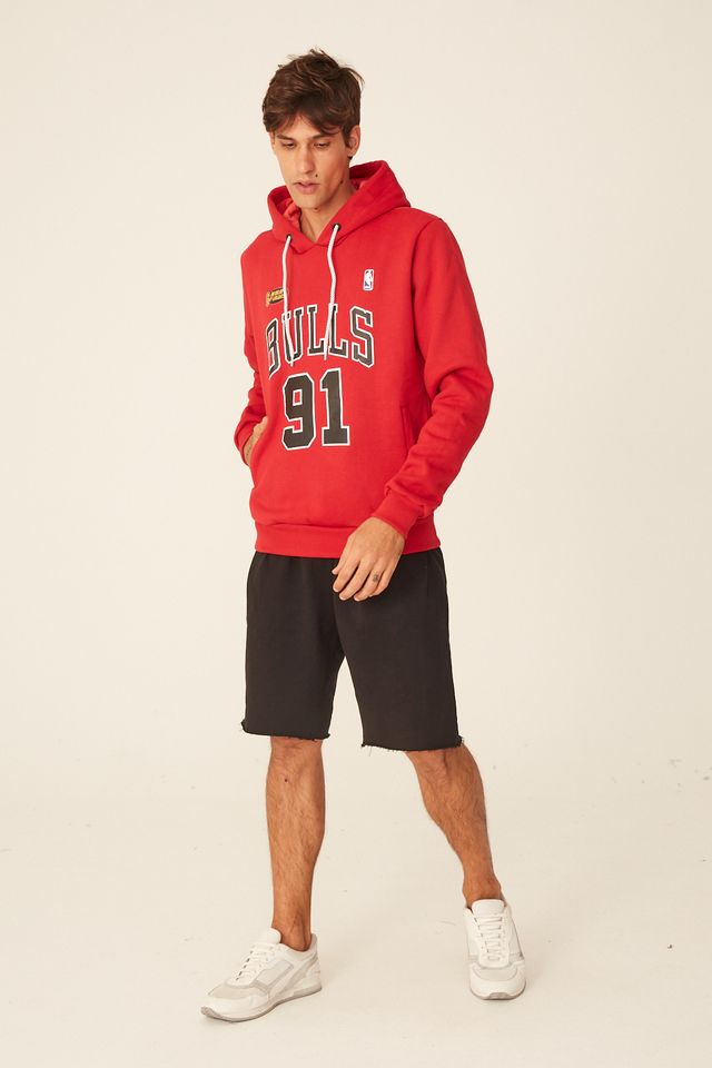 Moletom-Mitchell---Ness-Fechado-Com-Capuz-Chicago-Bulls-Dennis-Rodman-Vermelho