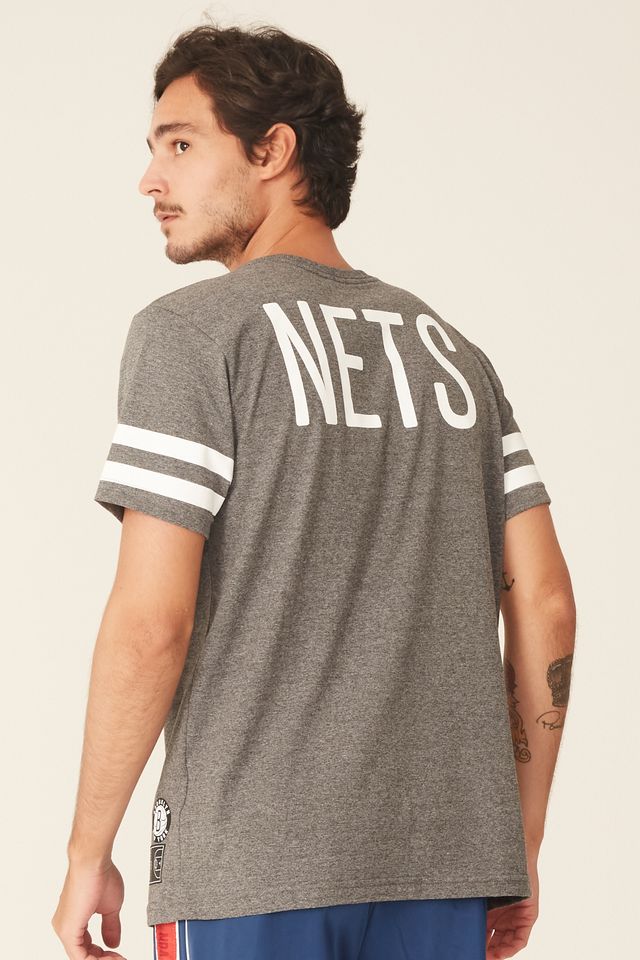 Camiseta-NBA-Especial-Brooklyn-Nets-Casual-Cinza-Mescla-Escuro