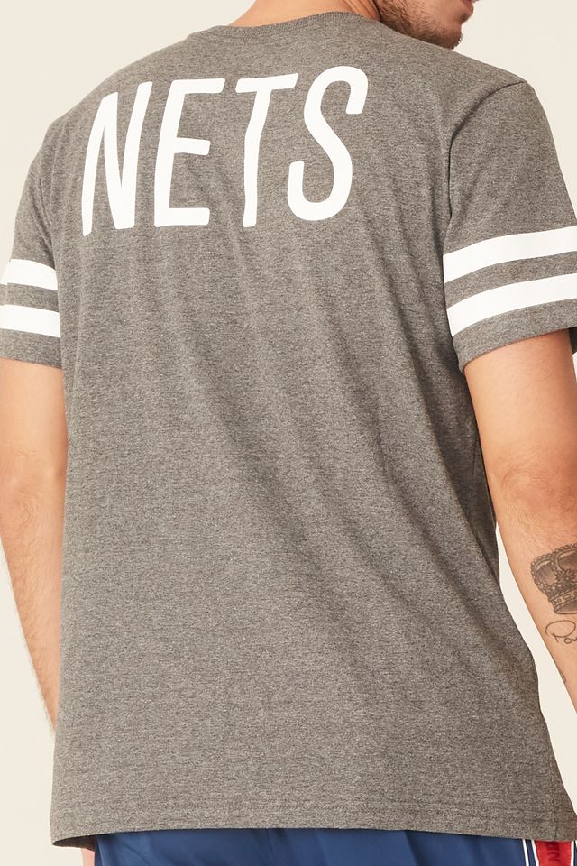 Camiseta-NBA-Especial-Brooklyn-Nets-Casual-Cinza-Mescla-Escuro