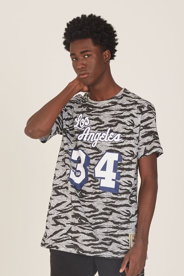 Camiseta-Mitchell---Ness-Especial-Los-Angeles-Lakers-Shaquille-O-Neal-Cinza