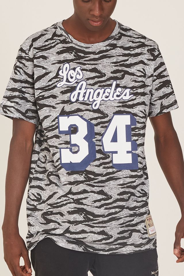 Camiseta-Mitchell---Ness-Especial-Los-Angeles-Lakers-Shaquille-O-Neal-Cinza
