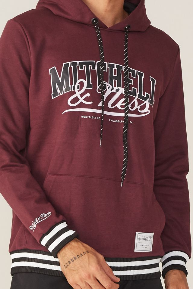 Moletom-Mitchell---Ness-Fechado-com-Capuz-Branded-Vinho