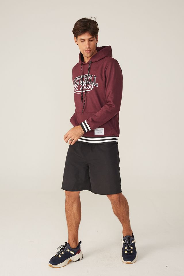 Moletom-Mitchell---Ness-Fechado-com-Capuz-Branded-Vinho