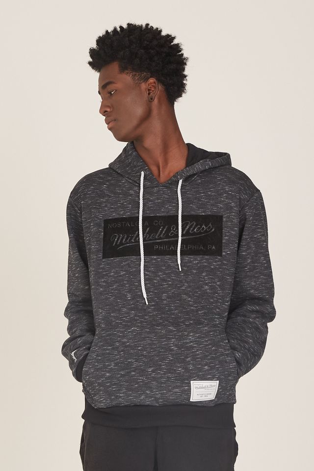 Moletom-Mitchell---Ness-Fechado-com-Capuz-Branded-Preto-Mescla