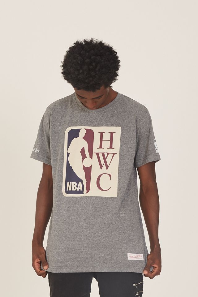 Camiseta-Mitchell---Ness-Estampada-Logman-Cinza-Mescla