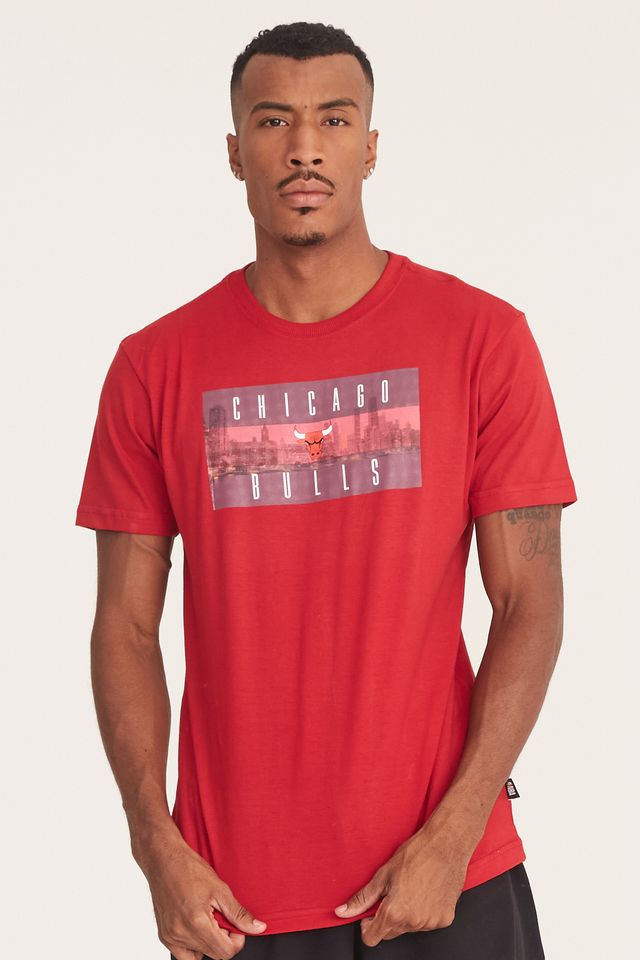Camiseta-NBA-Estampada-Chicago-Bulls-Casual-Vermelha
