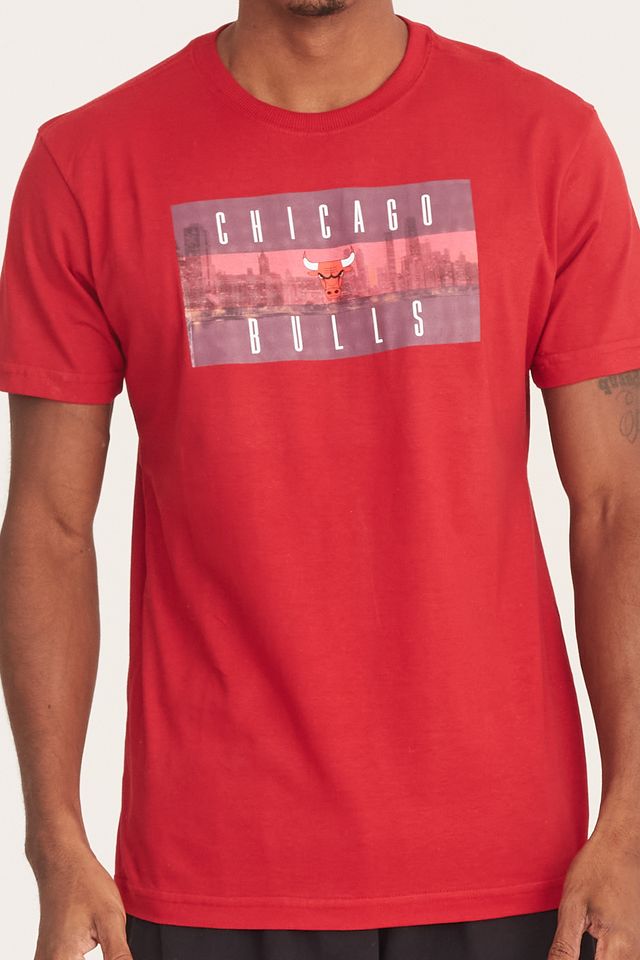 Camiseta-NBA-Estampada-Chicago-Bulls-Casual-Vermelha