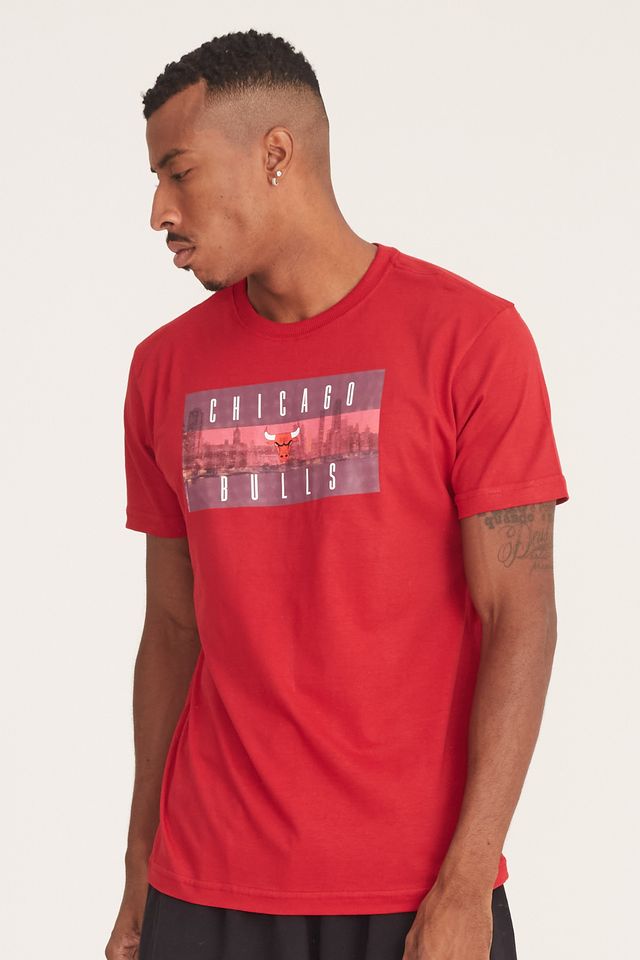 Camiseta-NBA-Estampada-Chicago-Bulls-Casual-Vermelha