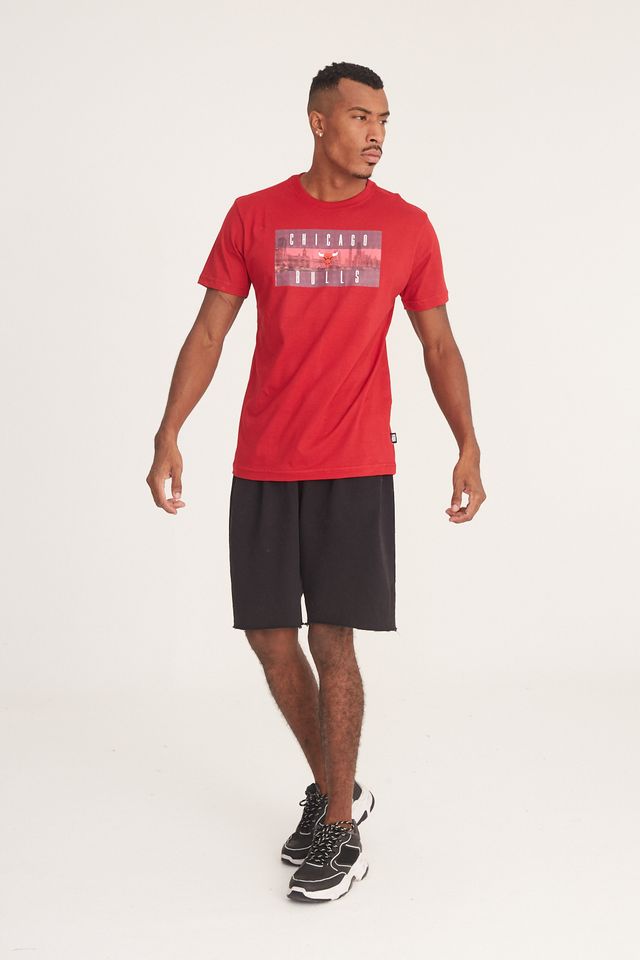 Camiseta-NBA-Estampada-Chicago-Bulls-Casual-Vermelha