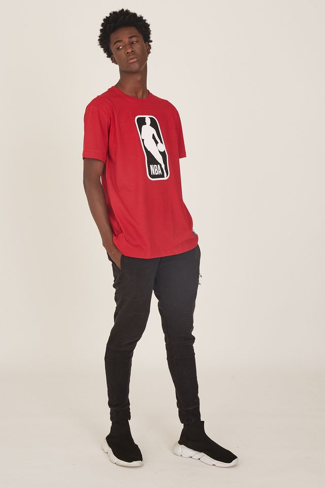 Camiseta-NBA-Estampada-Logoman-Casual-Vermelha