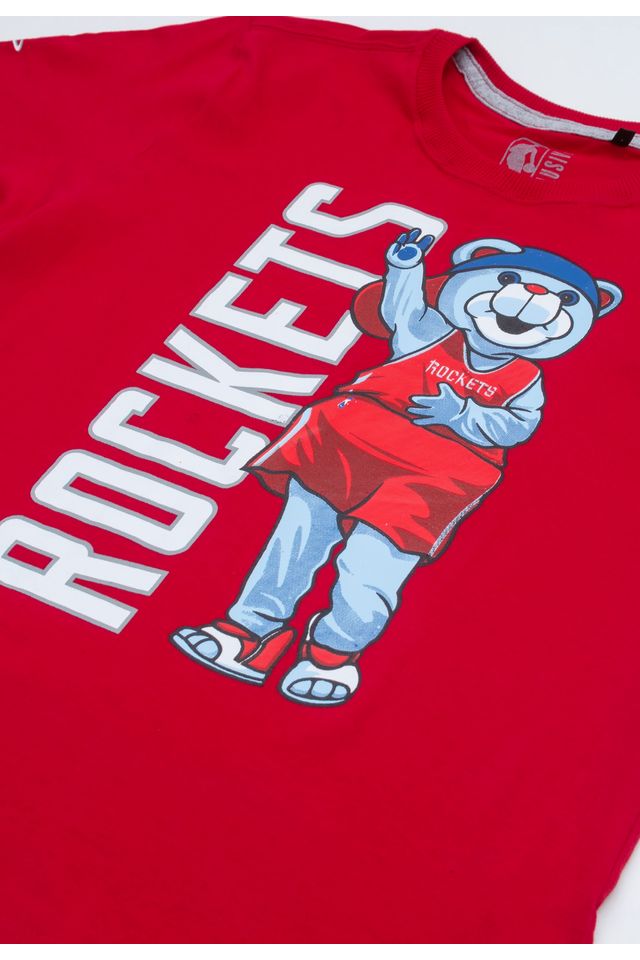 Camiseta-NBA-Juvenil-Estampada-Houston-Rockets-Casual-Vermelha