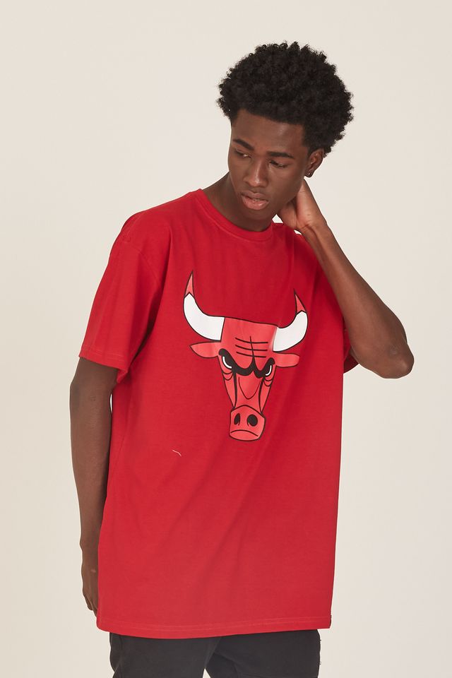 Camiseta-NBA-Plus-Size-Estampada-Chicago-Bulls-Casual-Vermelha
