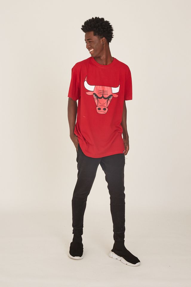 Camiseta-NBA-Plus-Size-Estampada-Chicago-Bulls-Casual-Vermelha