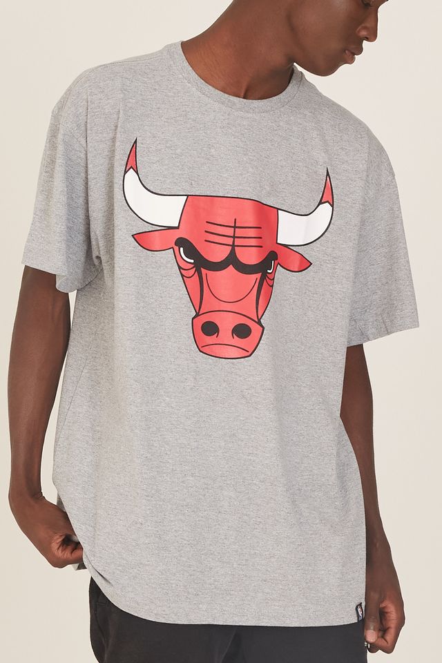Camiseta-NBA-Plus-Size-Estampada-Chicago-Bulls-Casual-Cinza-Mescla