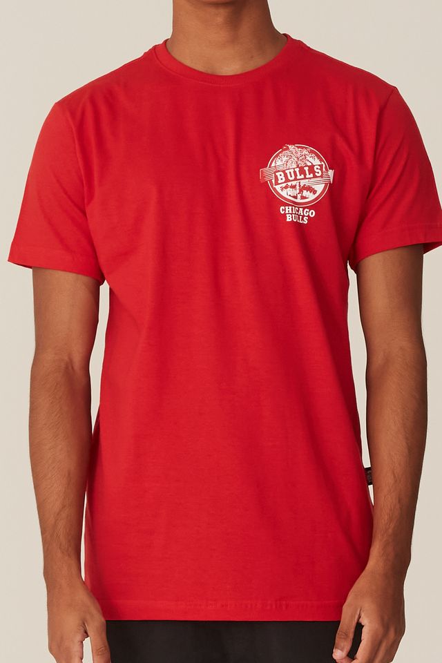 Camiseta-NBA-Estampada-Chicago-Bulls-Casual-Vermelha