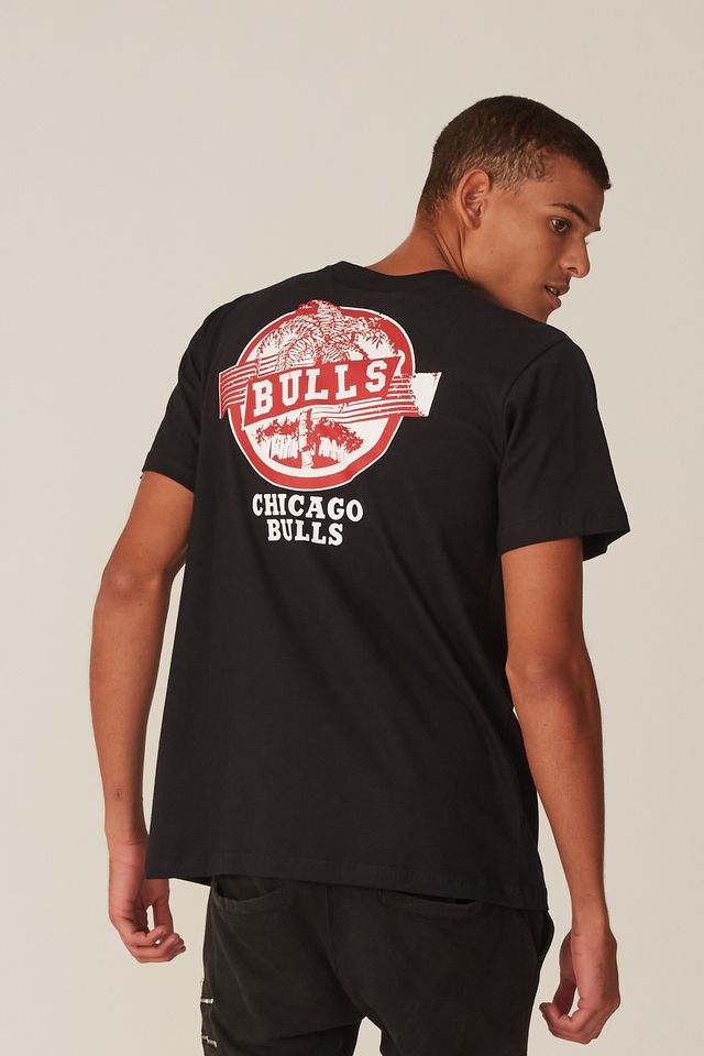 Camiseta-NBA-Estampada-Chicago-Bulls-Casual-Preta