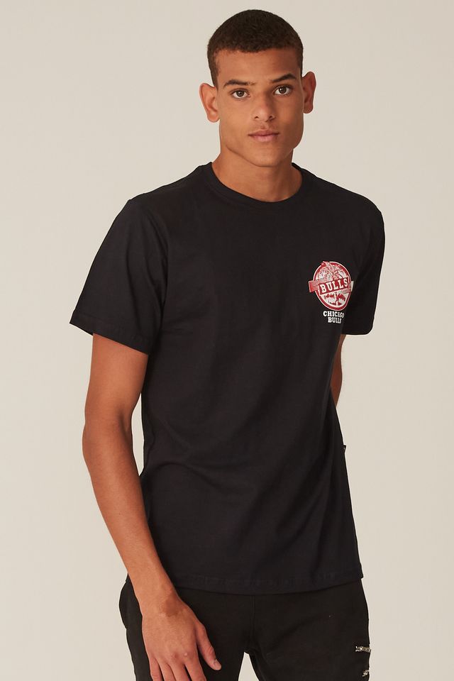 Camiseta-NBA-Estampada-Chicago-Bulls-Casual-Preta