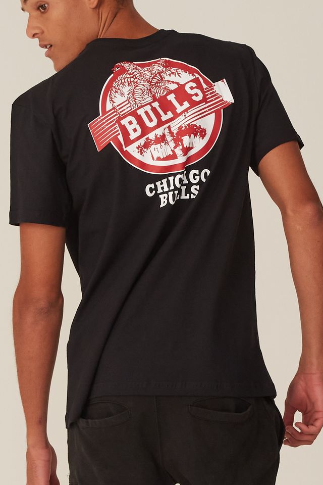 Camiseta-NBA-Estampada-Chicago-Bulls-Casual-Preta