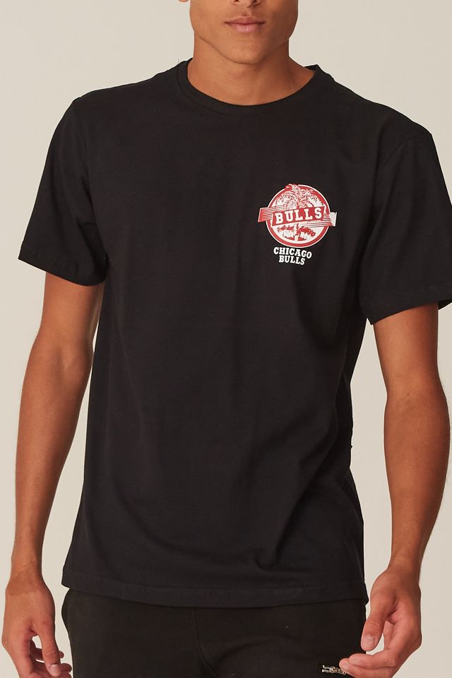 Camiseta-NBA-Estampada-Chicago-Bulls-Casual-Preta