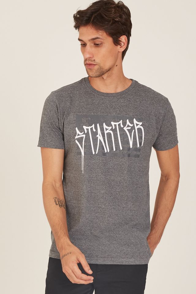Camiseta-Starter-Estampada-Cinza-Mescla-Escuro Camiseta-Starter-Estampada-Cinza-Mescla-Escuro