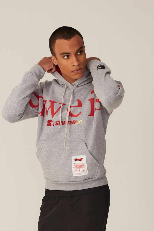 Moletom-Starter-Collab-Budweiser-Gray